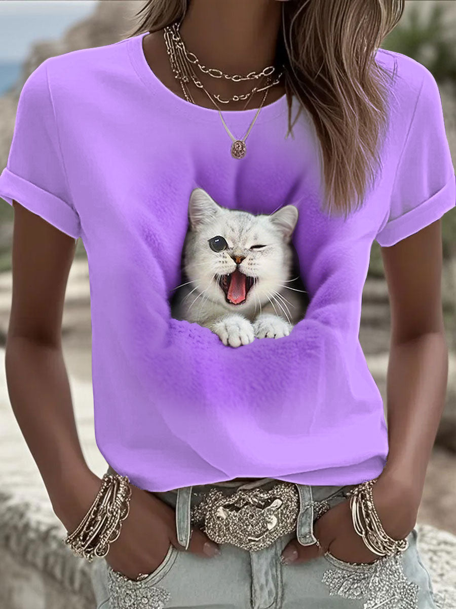 Women's Cat Print T-shirt