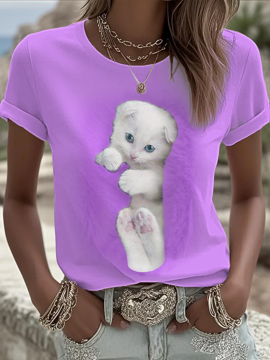 Women's Cat Print T-shirt