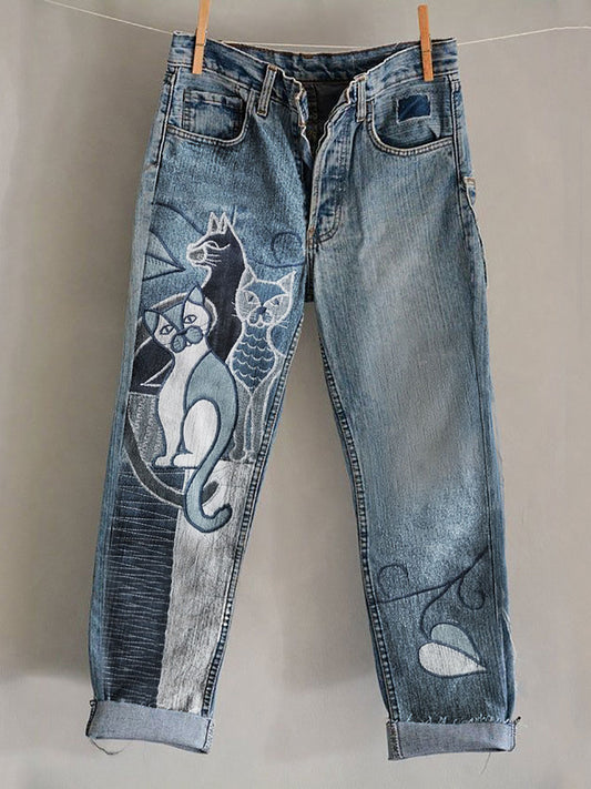Women's Vintage Cat Casual Pants