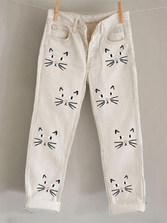 Women's Vintage Cat Casual Pants