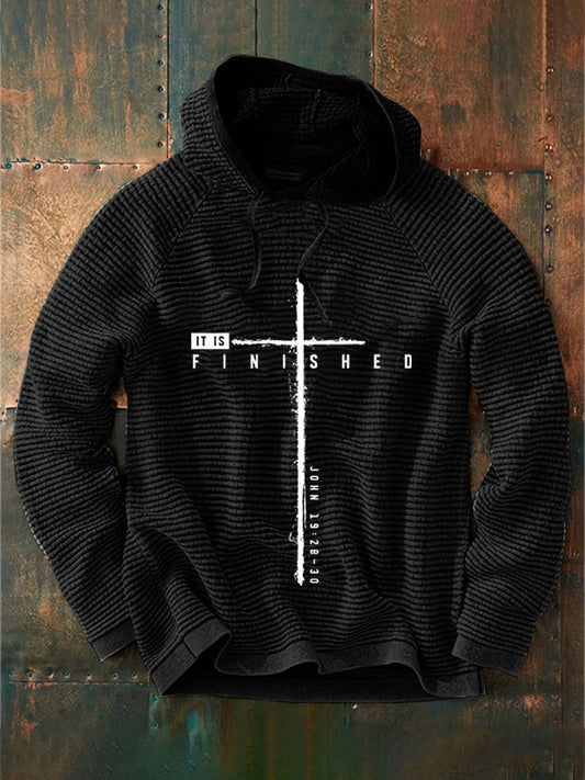 Men's It Is Finished Printed Casual Hoodie