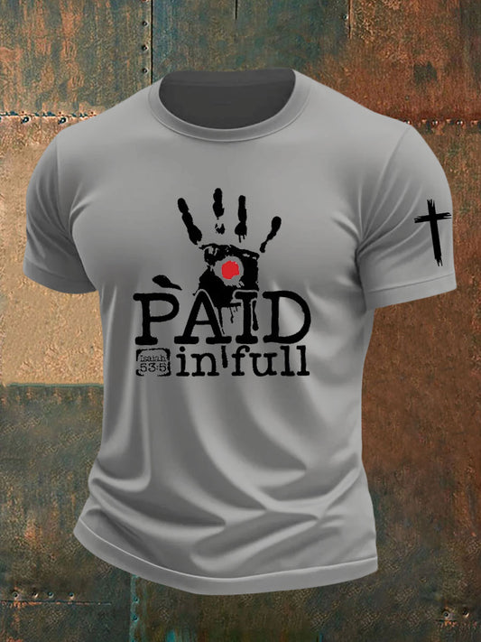 Men's Bible Verse Jesus Paid It All  Cross Short Sleeve T-shirt