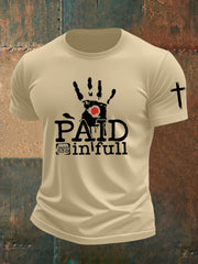 Men's Bible Verse Jesus Paid It All  Cross Short Sleeve T-shirt