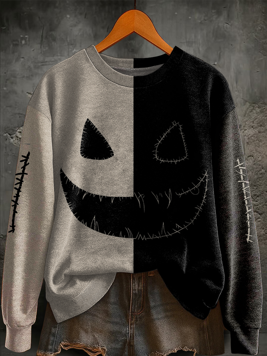 Women's Halloween Patchwork Regular Sweatshirt