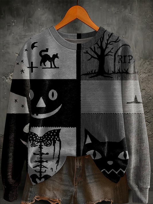 Women's Halloween Patchwork Regular Sweatshirt