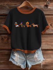 Women's Halloween Cute Dachshund Short Sleeve T-shirt