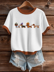 Women's Halloween Cute Dachshund Short Sleeve T-shirt