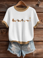 Women's Halloween Cute Dachshund Short Sleeve T-shirt