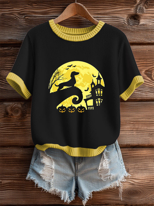 Women's Halloween  Dachshund Short Sleeve T-shirt