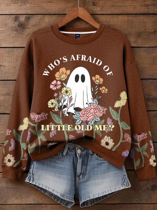 Women's Music Lover Halloween Who's Afraid The Little Old Me Printed Hoodie