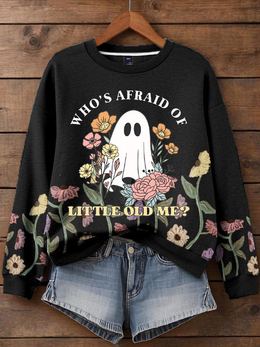 Women's Music Lover Halloween Who's Afraid The Little Old Me Printed Hoodie