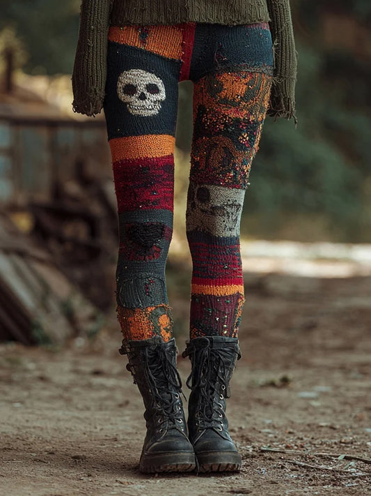 Women's Halloween Skull Print Casual Leggings