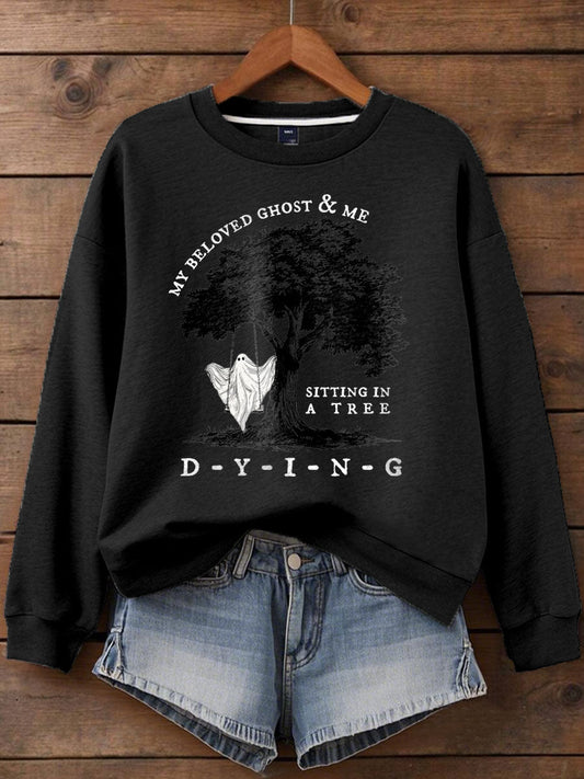 Women's Music Lover Halloween My Beloved Ghost Printed Hoodie