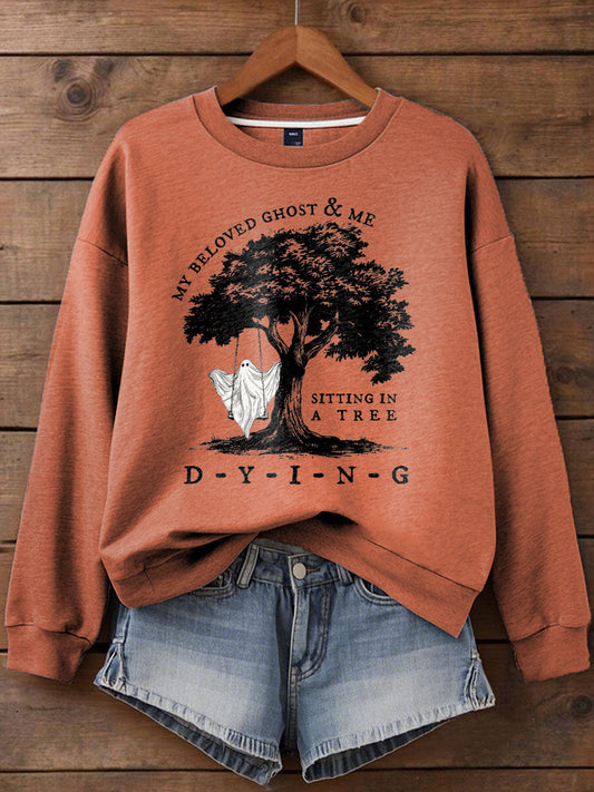 Women's Music Lover Halloween My Beloved Ghost Printed Hoodie