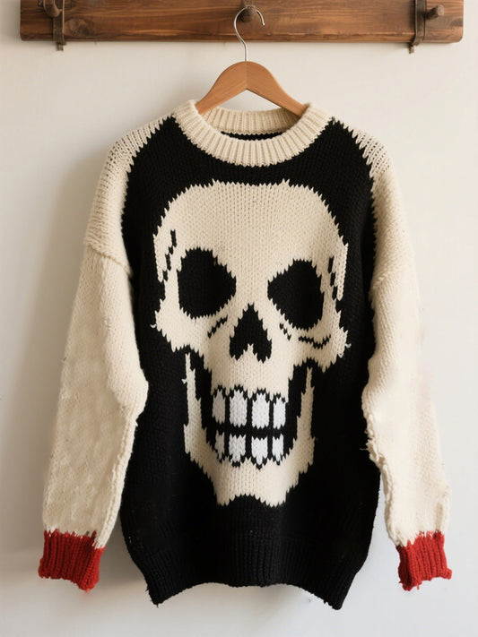 Women's Halloween Contrast Patch Comfort Knitted Sweater