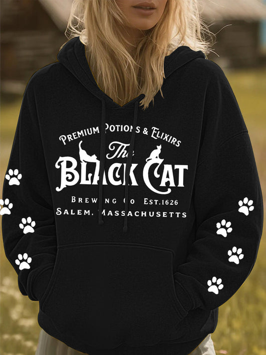 Women's Halloween Black Cat Hoodie