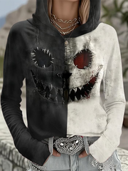 Women's Halloween Patchwork Long Sleeve Hoodie