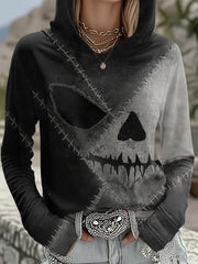 Women's Halloween Patchwork Long Sleeve Hoodie