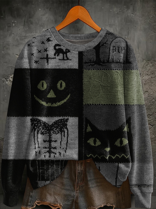 Women's Halloween Patchwork Regular Sweatshirt