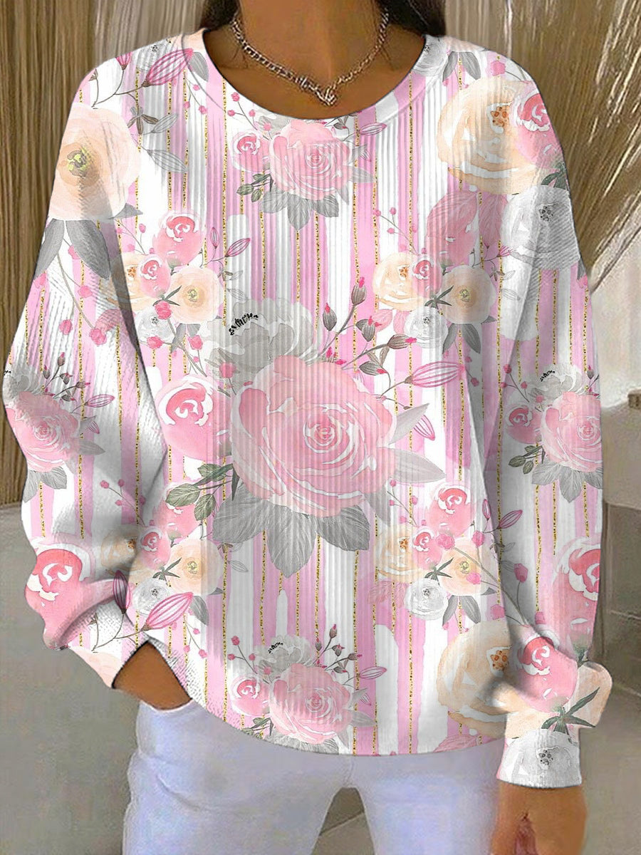 Women's Breast Cancer Pink Print Casual Sweatshirt