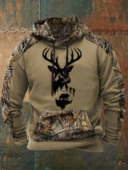Men's Western Deer Head 3D Camouflage Oversized Hoodie
