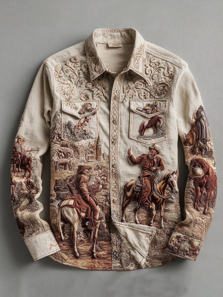 Men's Retro Western Cowboy Style Shirt