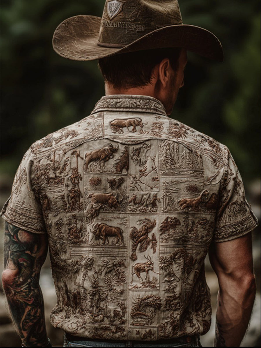 Men's Retro Western Cowboy Style Shirt