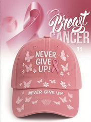 Unisex Breast Cancer Never Give Up Print Hat