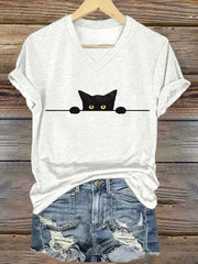 Women's Cute Cat Print Casual T-Shirt