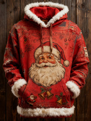 Men's Retro American Flag Christmas Santa Claus Printed Hoodie