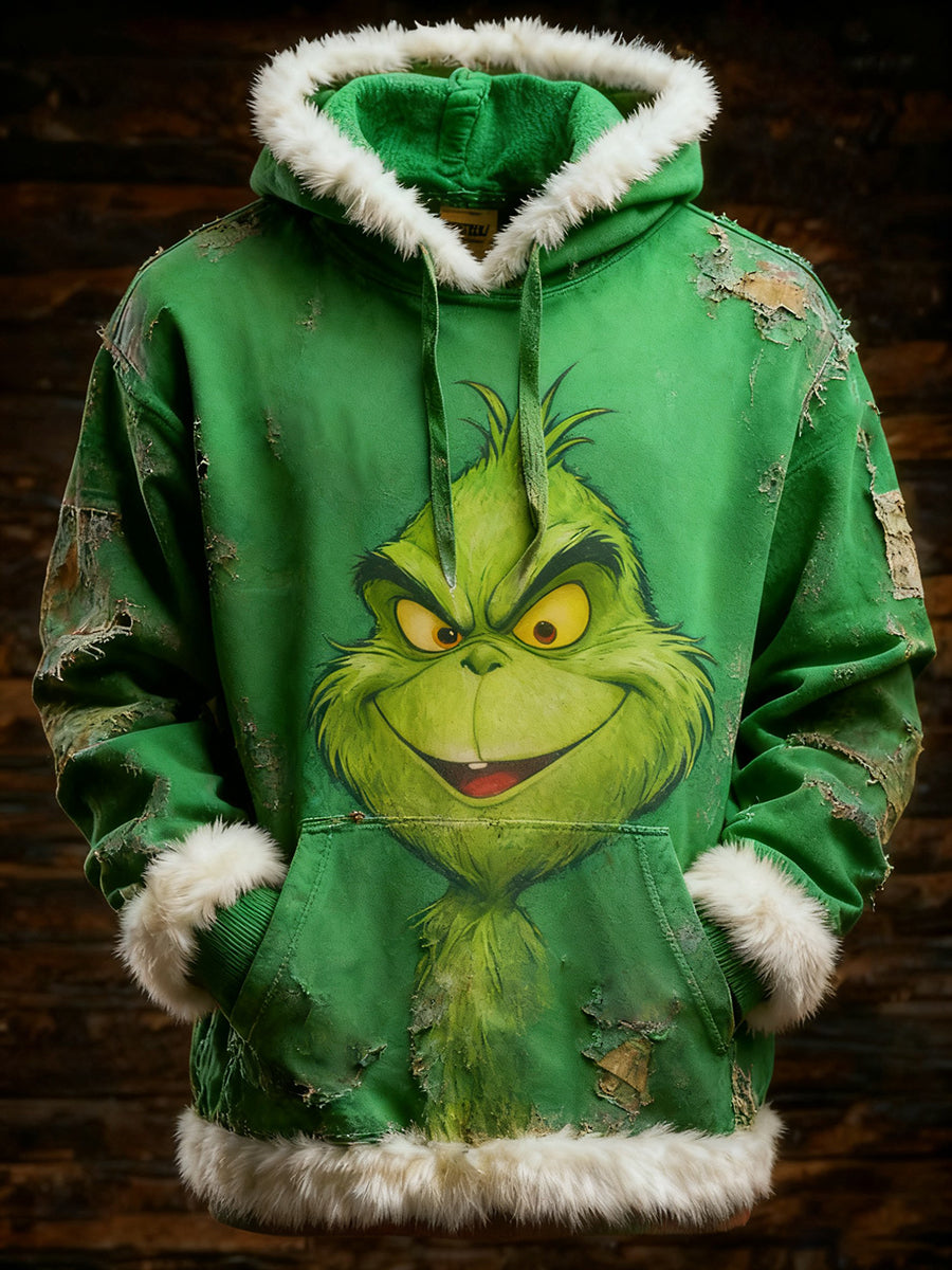 Men's Retro Christmas Grinch Printed Hoodie