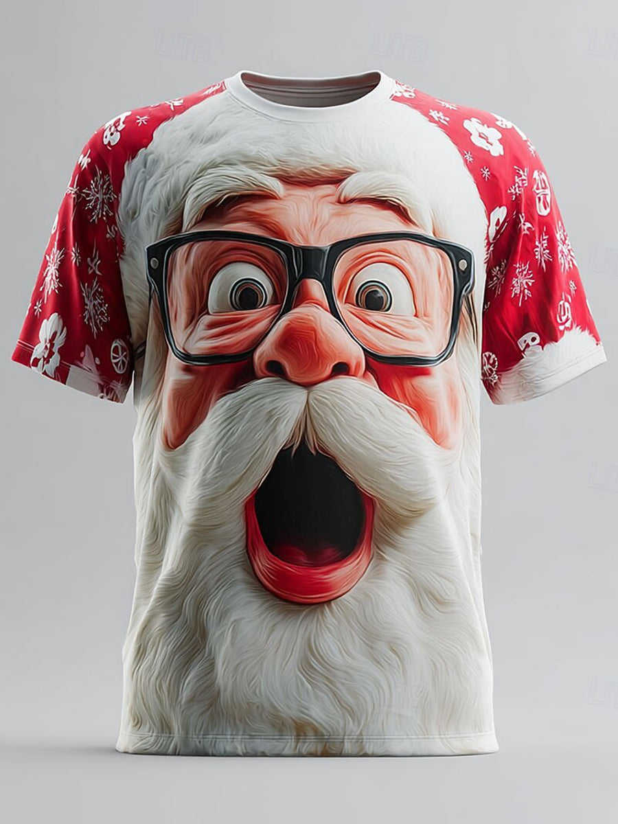 Men's Retro Christmas Santa Claus Printed T-shirt