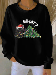 Women's Christmas Ribbed Round-Neck Sweatshirt
