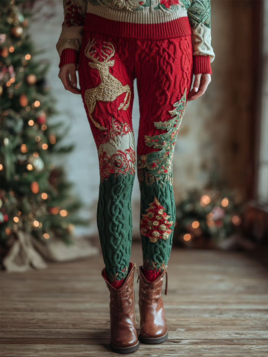 Women's Christmas Art Cozy Knit Leggings