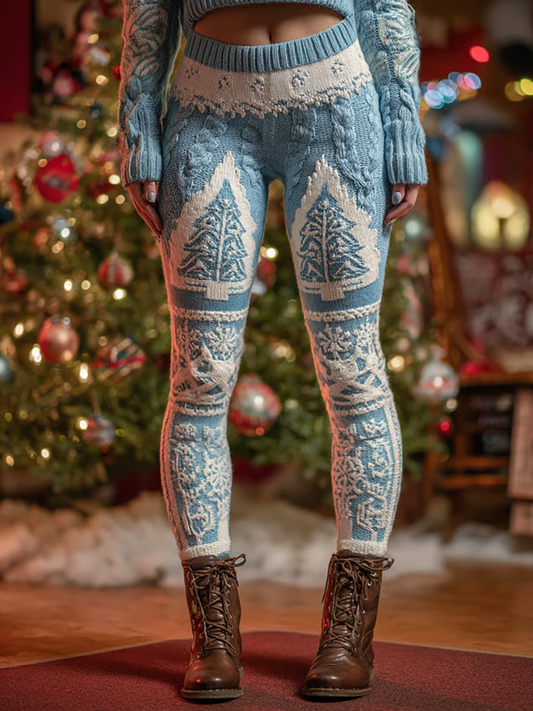 Women's Christmas Art Cozy Knit Leggings