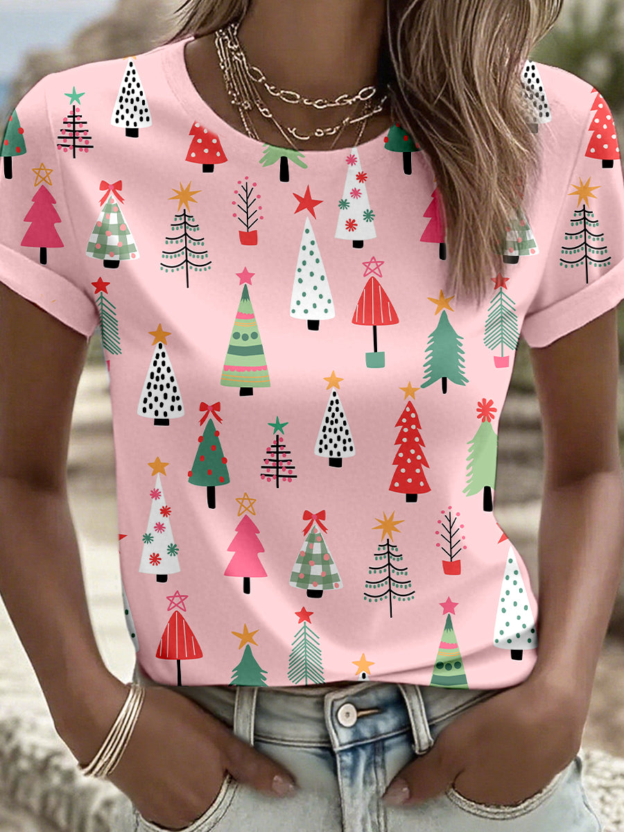 Women's Christmas Tree Art Print T-Shirt