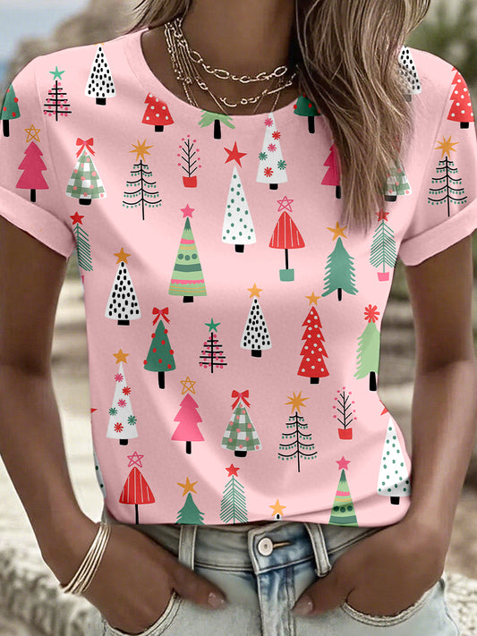 Women's Christmas Tree Art Print T-Shirt