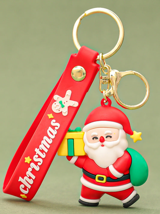 Personalized Christmas Keychain with Santa Claus Snowman, Custom Christmas Keychain, Car Pendant