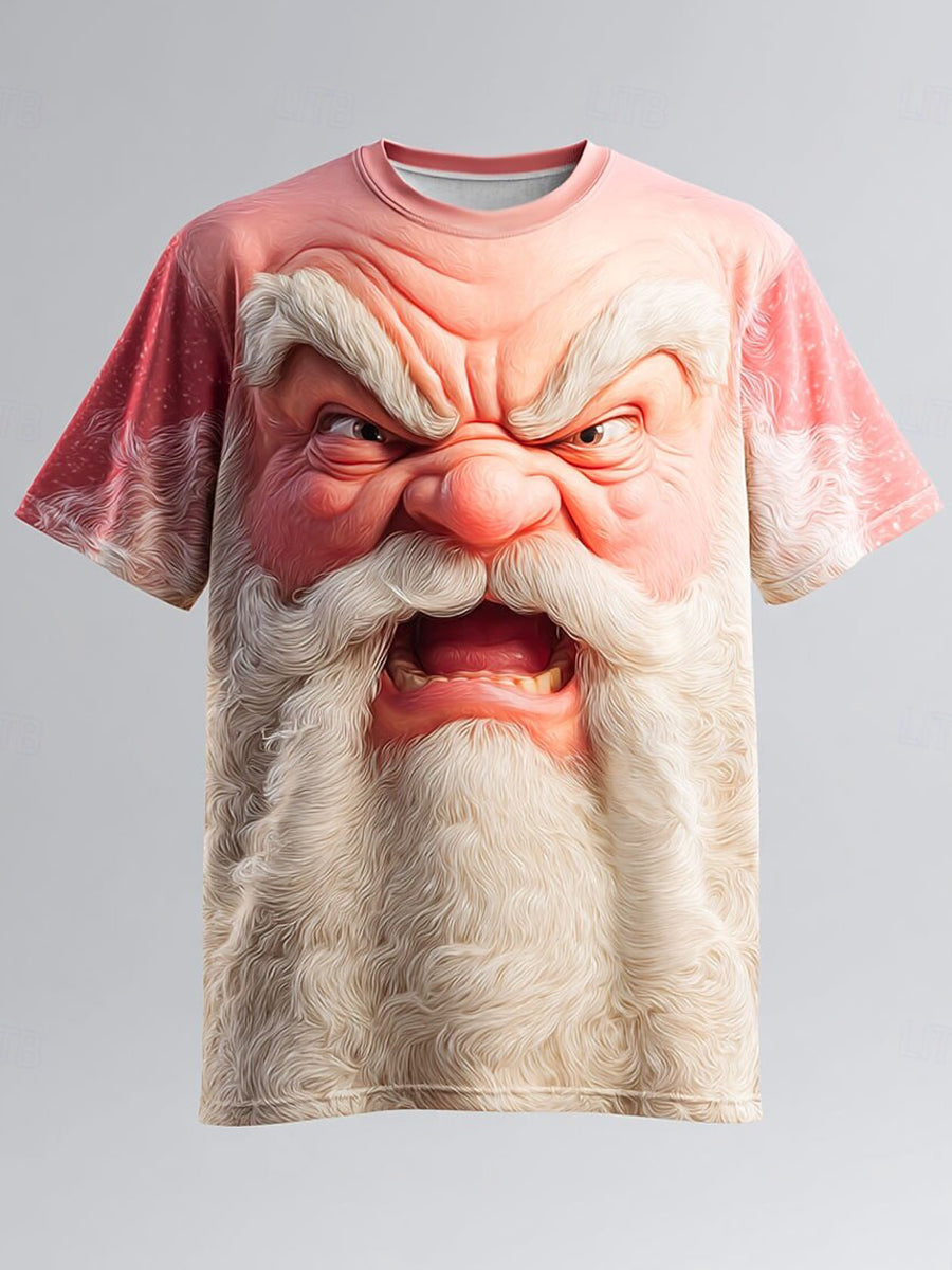 Men's Retro Christmas Santa Claus Printed T-shirt