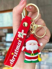 Personalized Christmas Keychain with Santa Claus Snowman, Custom Christmas Keychain, Car Pendant