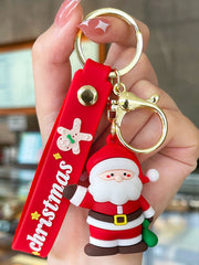 Personalized Christmas Keychain with Santa Claus Snowman, Custom Christmas Keychain, Car Pendant