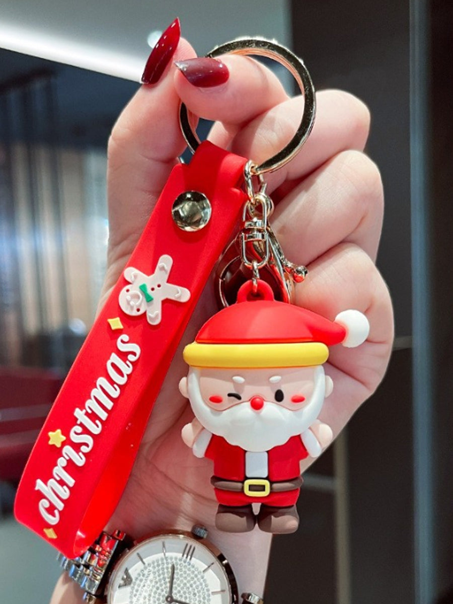 Personalized Christmas Keychain with Santa Claus Snowman, Custom Christmas Keychain, Car Pendant