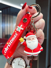 Personalized Christmas Keychain with Santa Claus Snowman, Custom Christmas Keychain, Car Pendant