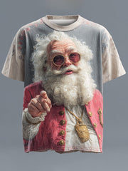 Men's Retro Christmas Santa Claus Printed T-shirt