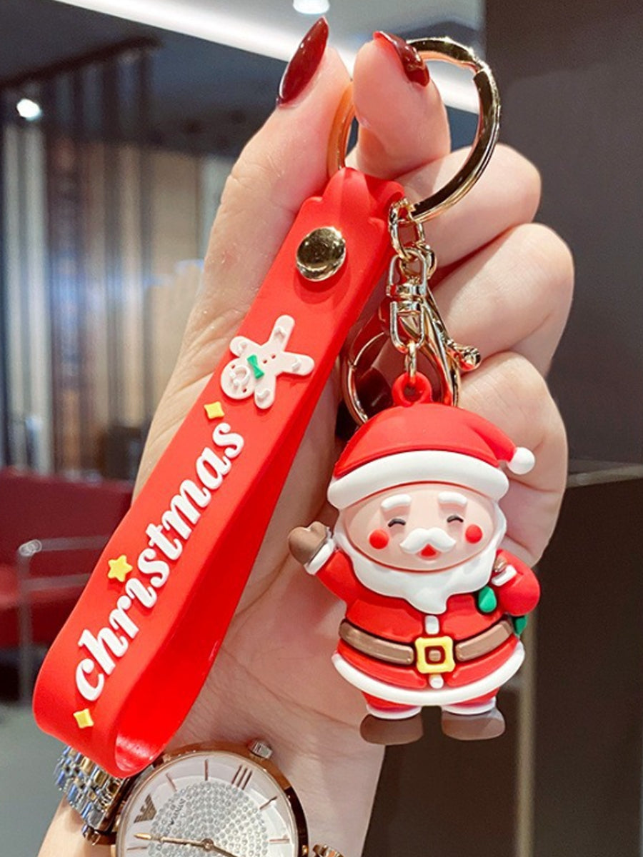 Personalized Christmas Keychain with Santa Claus Snowman, Custom Christmas Keychain, Car Pendant