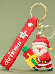 Personalized Christmas Keychain with Santa Claus Snowman, Custom Christmas Keychain, Car Pendant