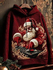 Men's Christmas Hiphop Santa Claus Dj Print Hoodie (No Pockets)