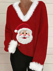 Women's Santa Claus Fur Collar Casual Top