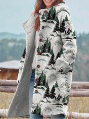 Women's Retro Christmas Printed Coat