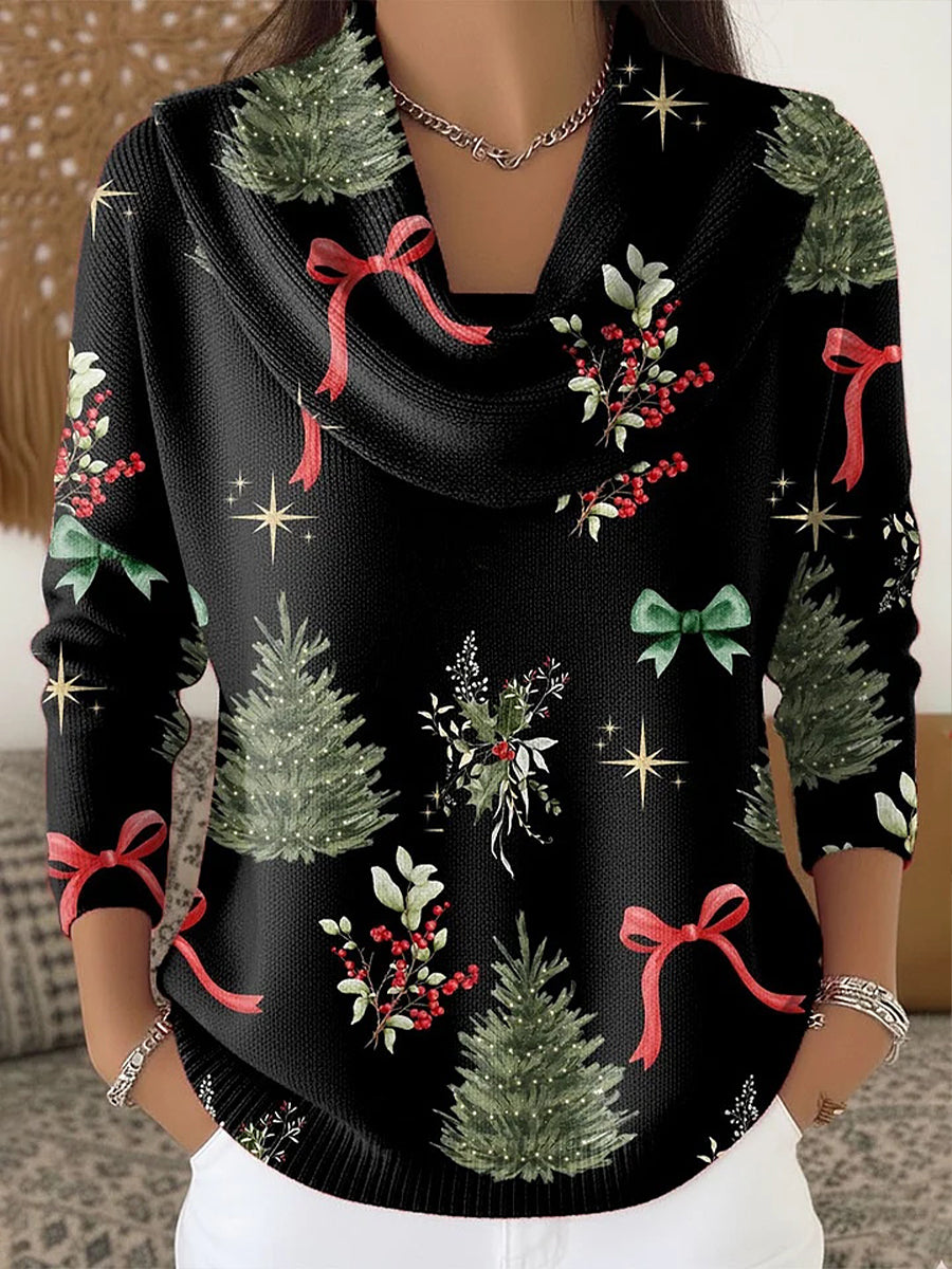 Women's Christmas Turtleneck Printed Tops